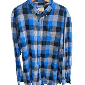 RedHead Men’s Blue and Gray Plaid Button-Down Shirt